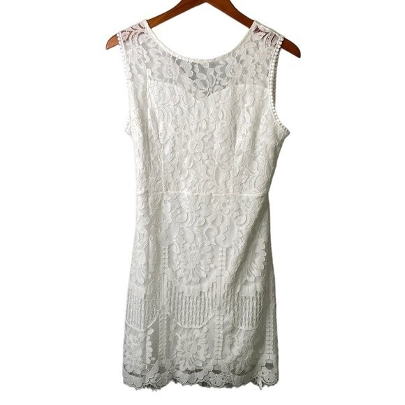 MSLG Floral Lace Sleeveless A-Line Dress V-Back Wedding Rehearsal Dinner Party - Picture 3 of 16